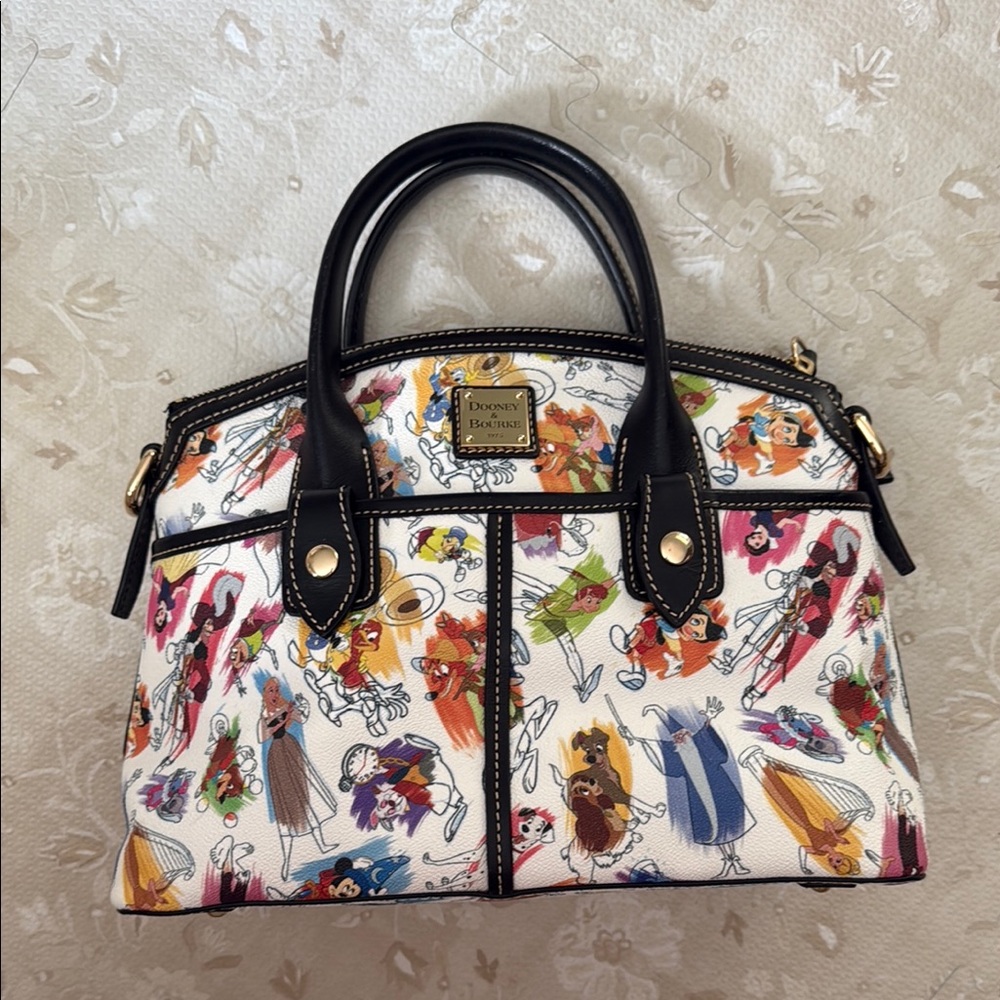 Dooney & Bourke Ink & Paint Satchel featuring Br’er Rabbit & Fox Splash Mountain